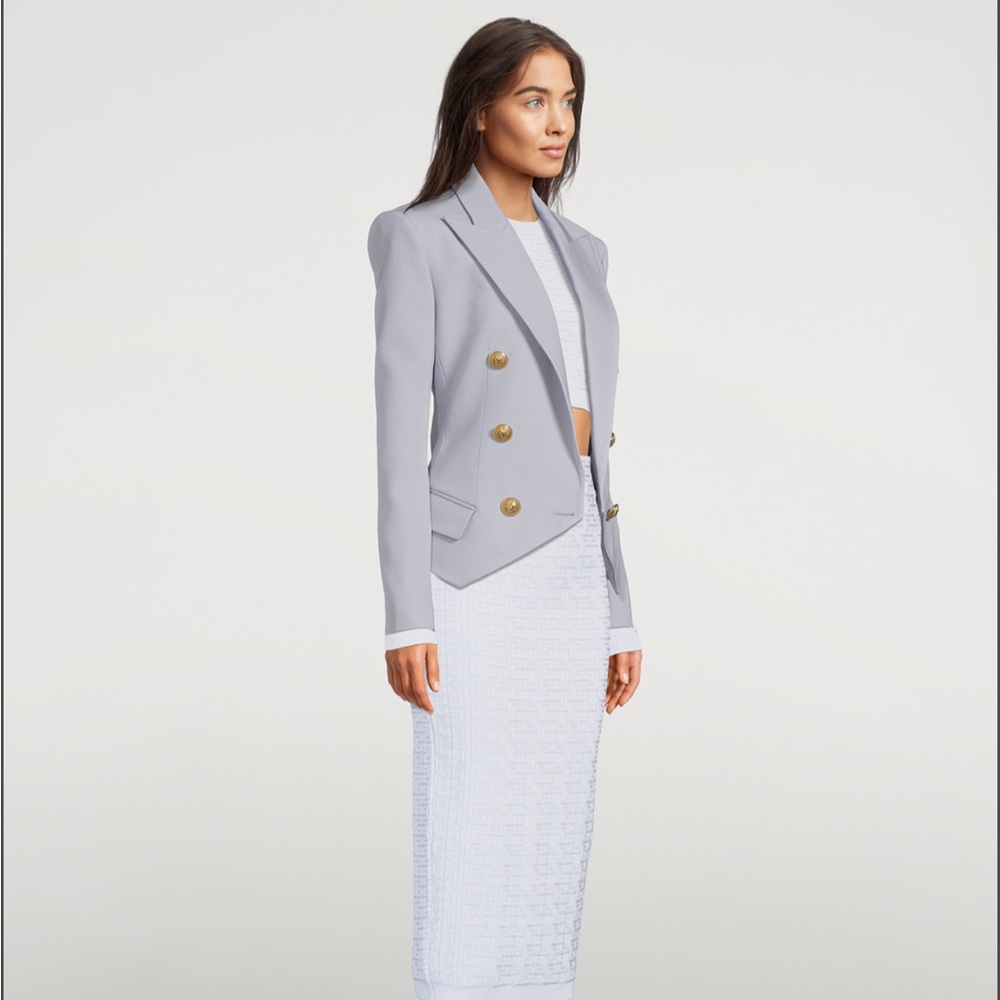 Balmain Paris Double Breasted Wool Blazer